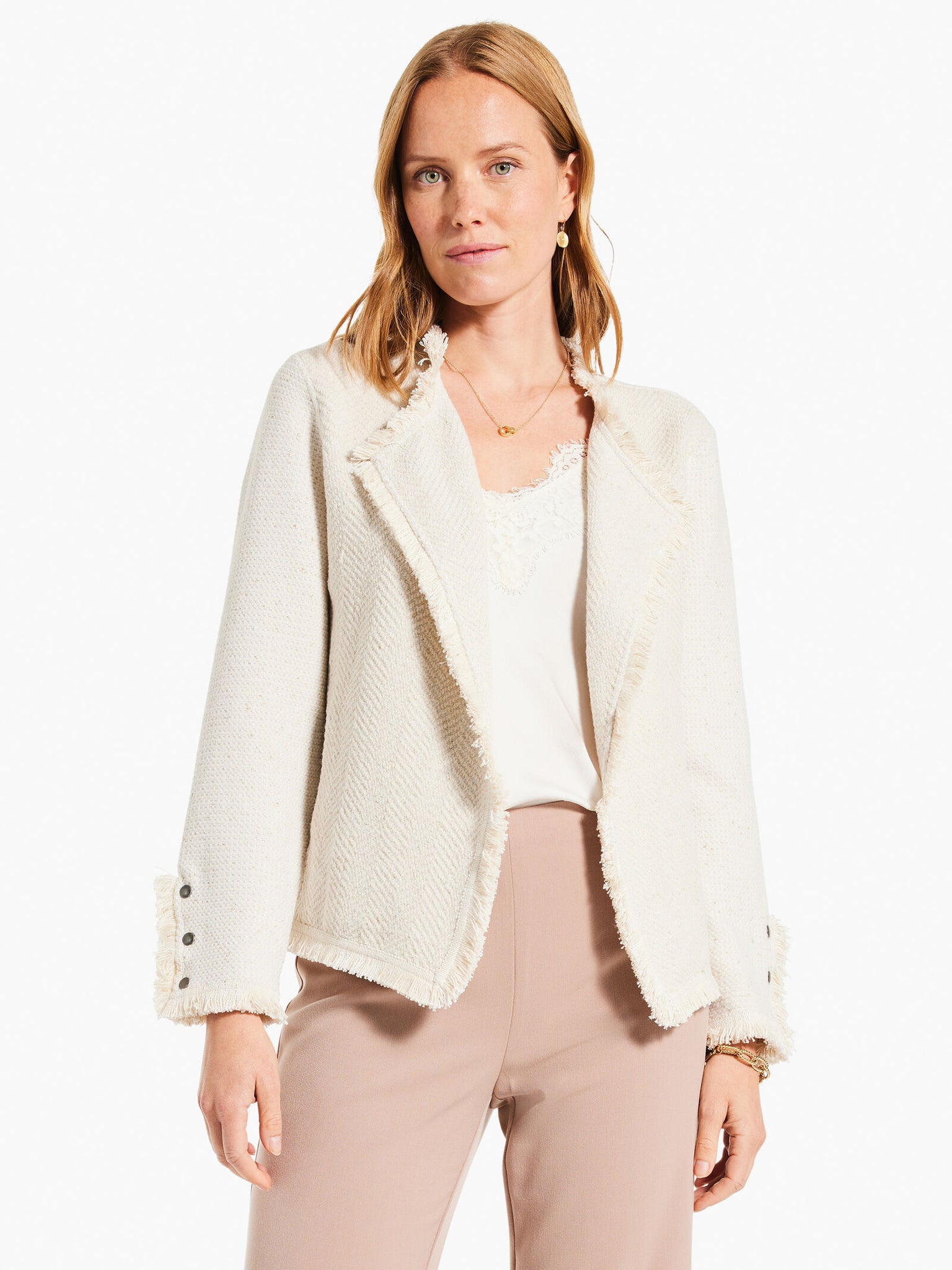 Metallic Fringe Mix Knit Jacket