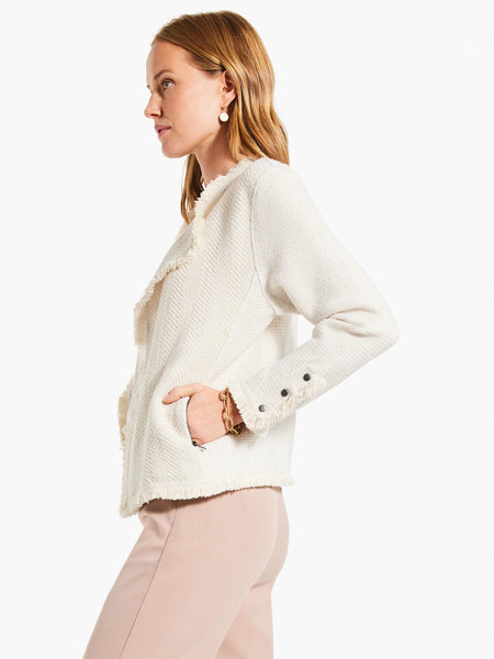 Metallic Fringe Mix Knit Jacket