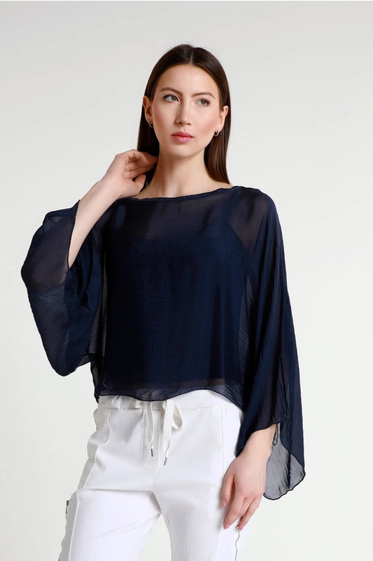 Sofita 3/4 Sleeve Cropped Silk Caftan