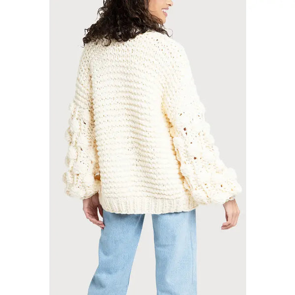 Bauble Sleeve Knit Cardigan Kimono - Ivory