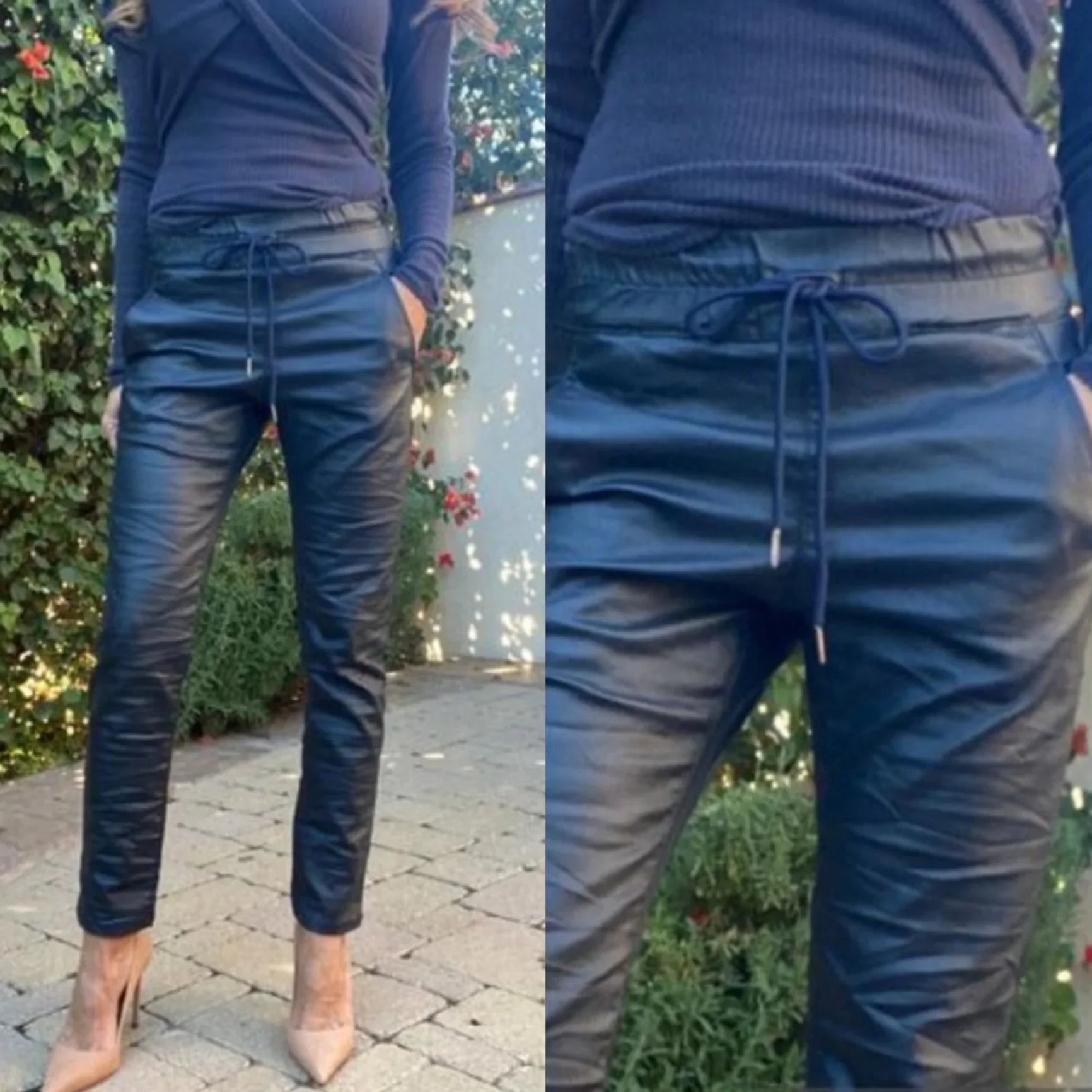 Shely Blue Vegan Leather Pant