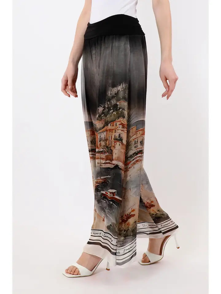 Riva Positano Wide Leg Silk Pant