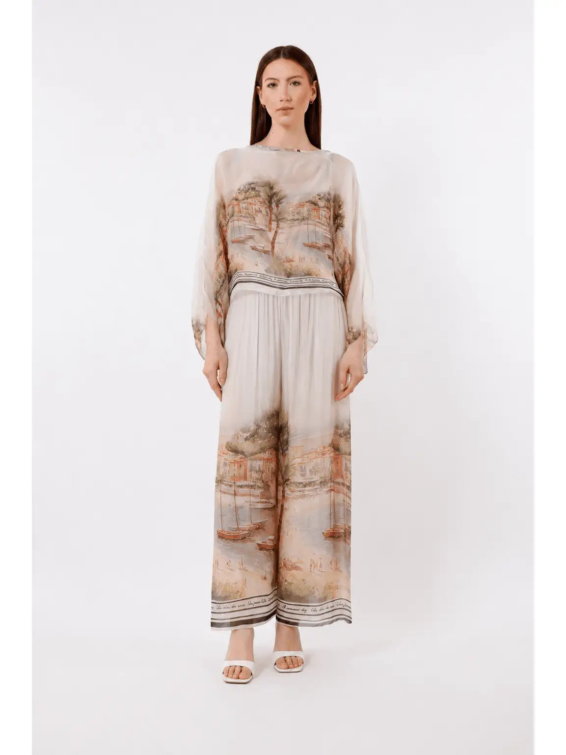 Riva Positano Wide Leg Silk Pant