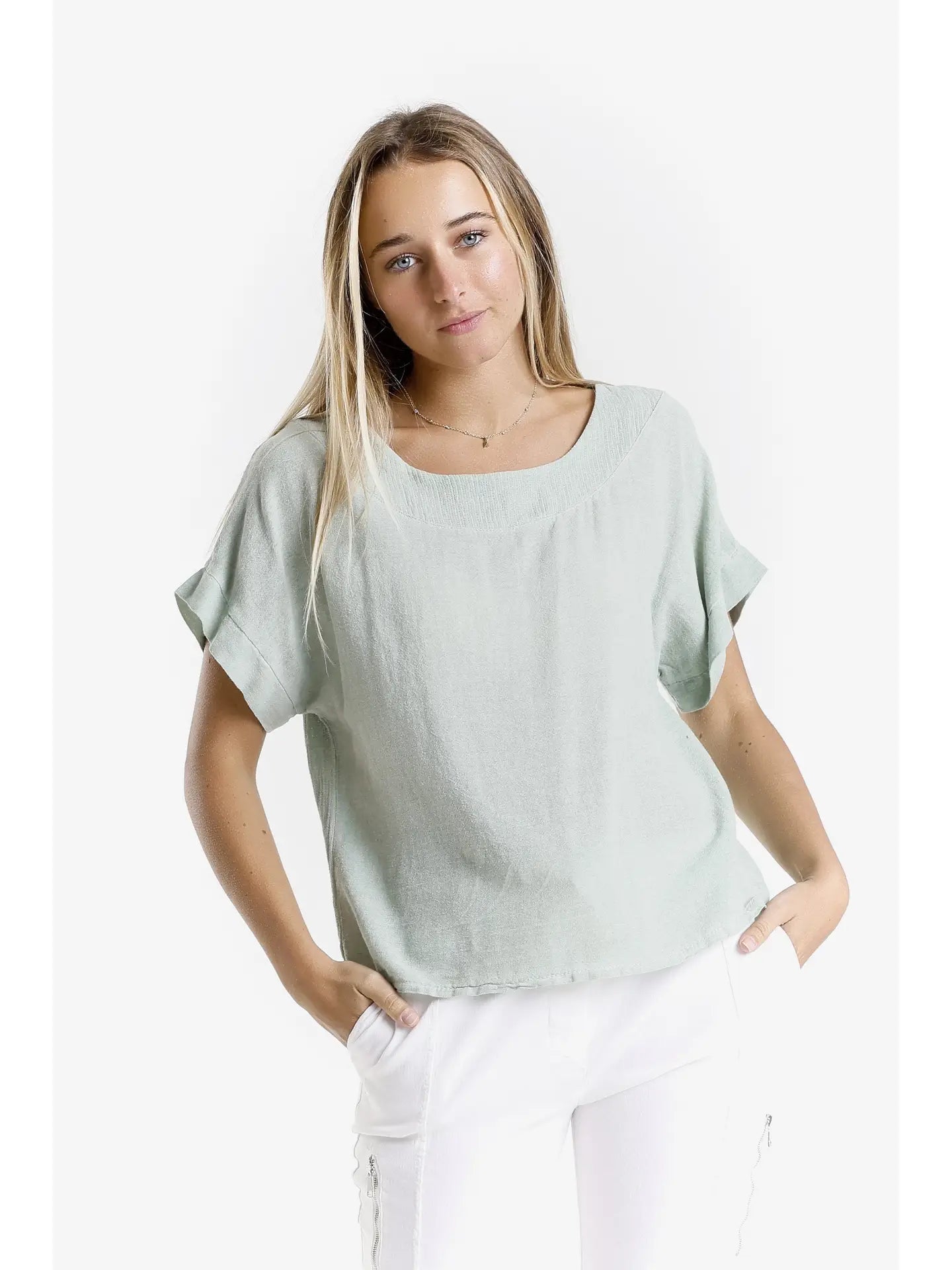 Gianna Short Sleeve Yoke Neck Top