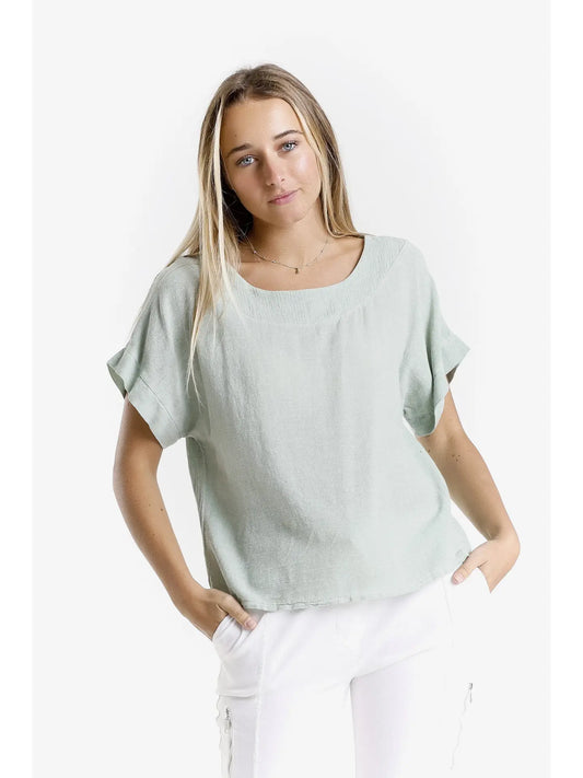 Gianna Short Sleeve Yoke Neck Top