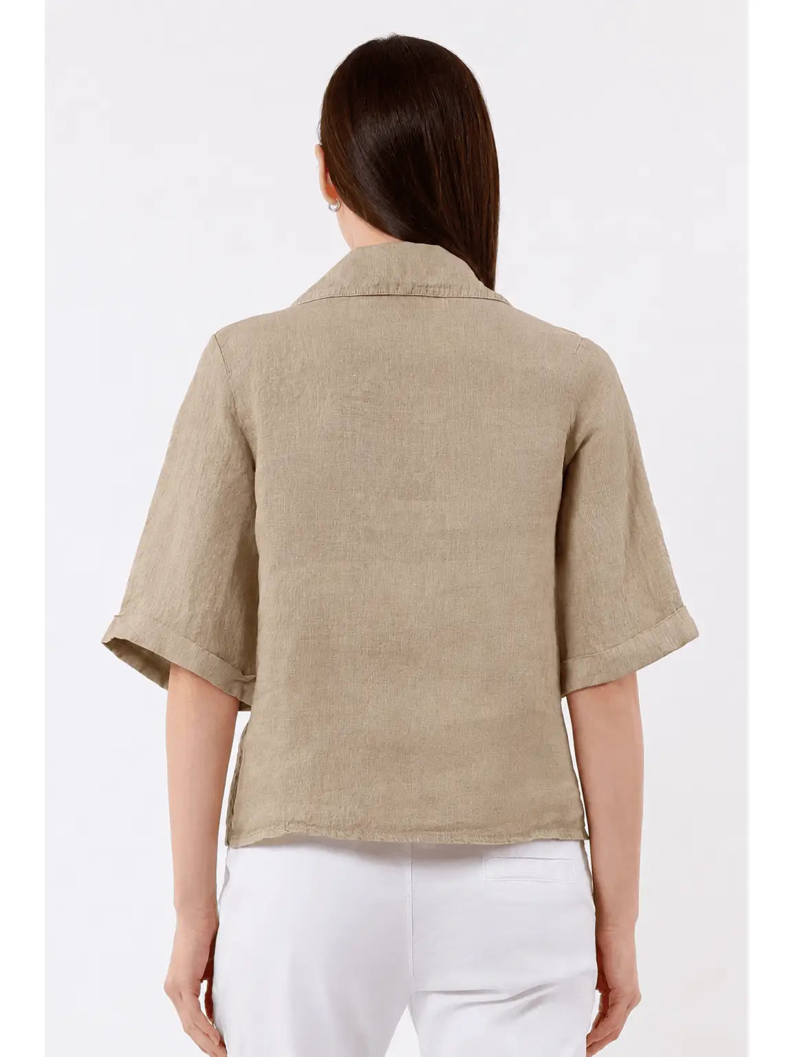 Milena 3/4 Sleeve Button Front Linen Top