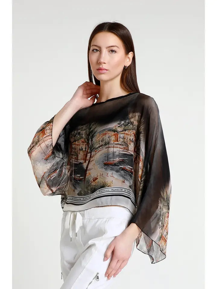 Riva Positano Cropped Silk Kaftan