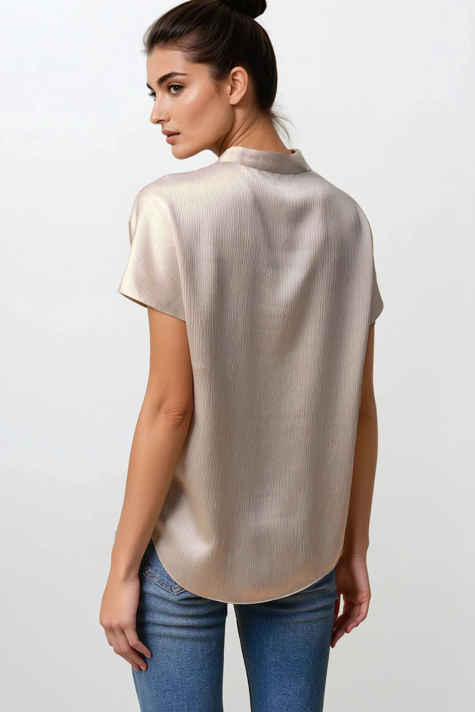 Drop Shoulder Crinkle Blouse