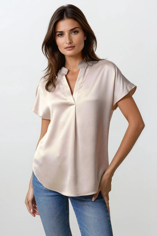 Drop Shoulder Crinkle Blouse