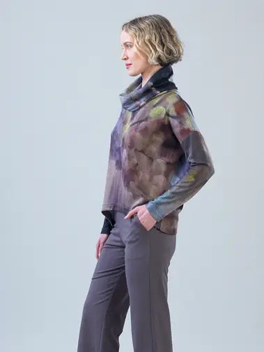 Watercolor Print Cozy Turtleneck