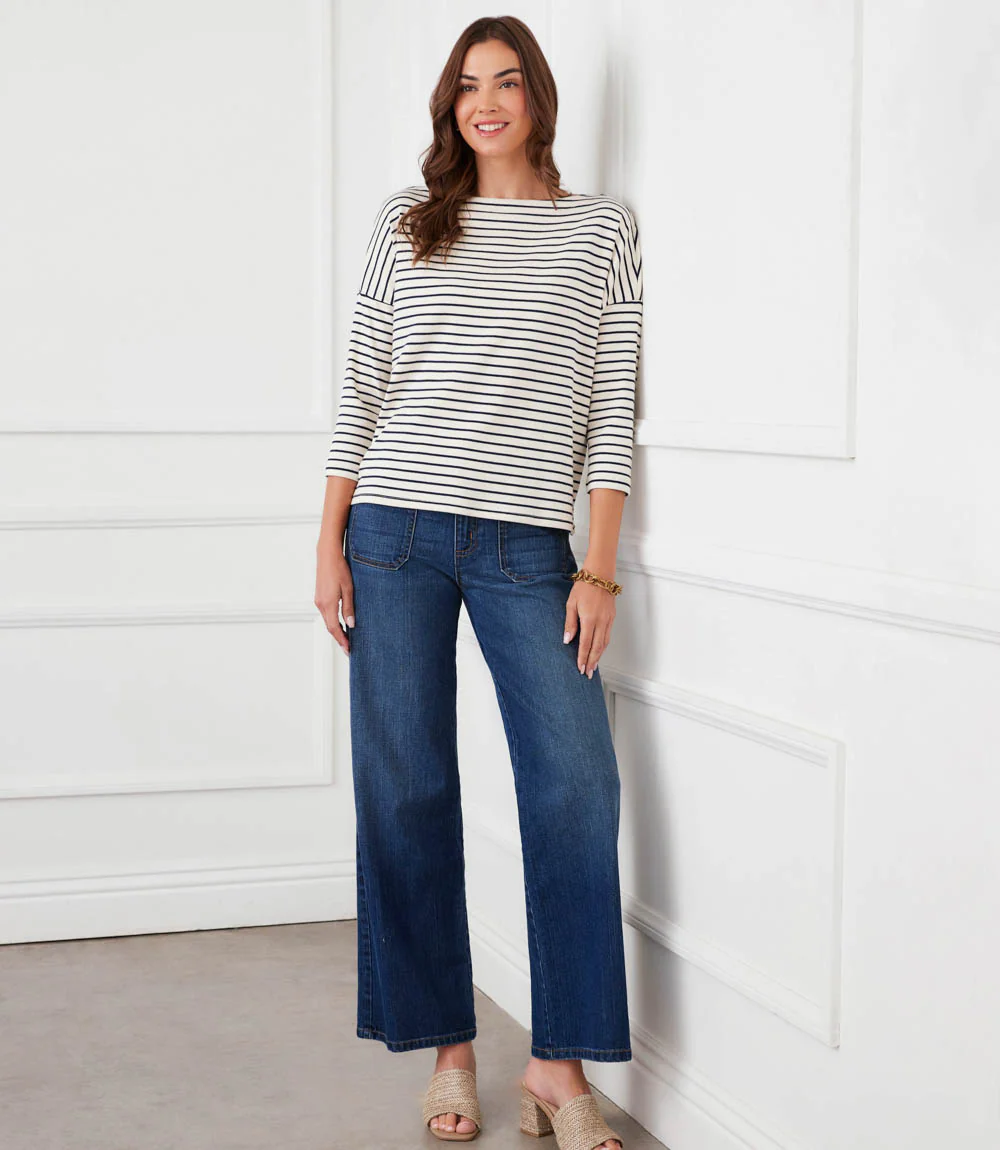 3/4 Sleeve Boatneck Top