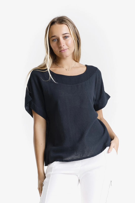 Gianna Short Sleeve Yoke Neck Top