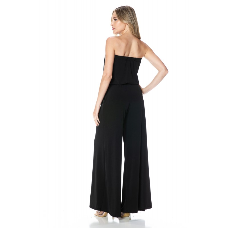 Strapless Keyhole Wide Leg Jumpsuit