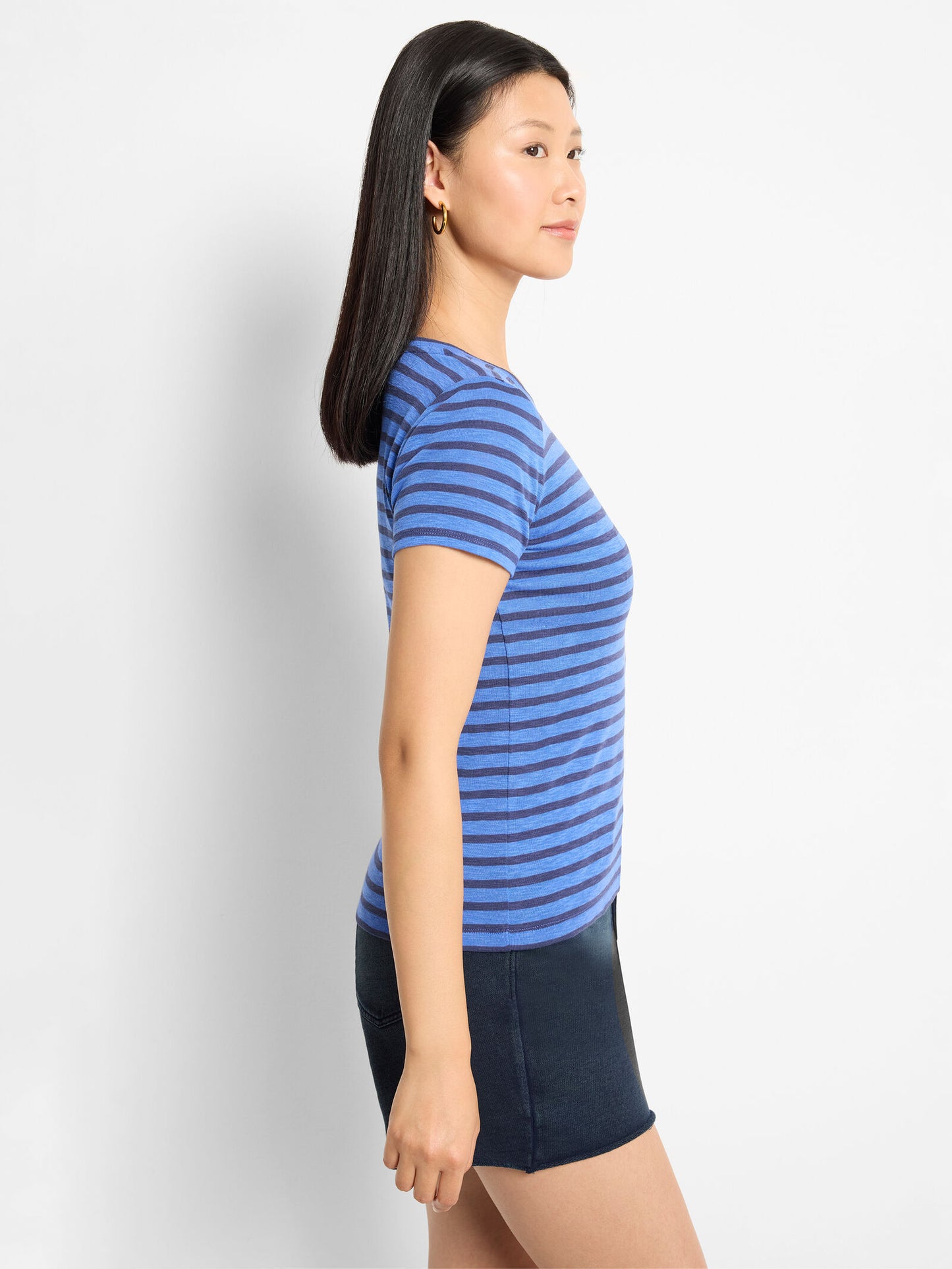 Short Sleeve Scoop Neck Striped Tee