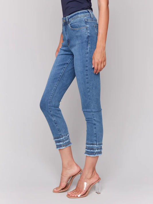 Frayed Hem Cropped Denim