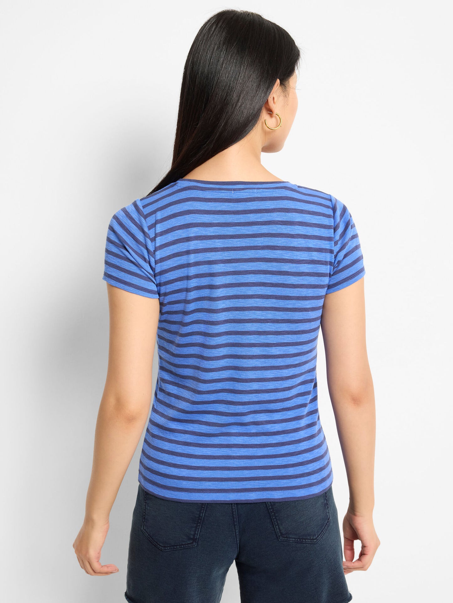 Short Sleeve Scoop Neck Striped Tee