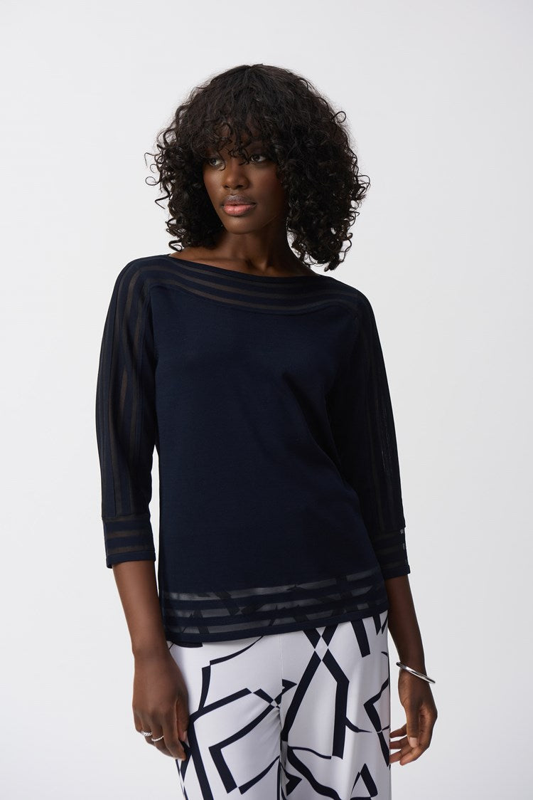 Sweater with Mesh Stripe Detail