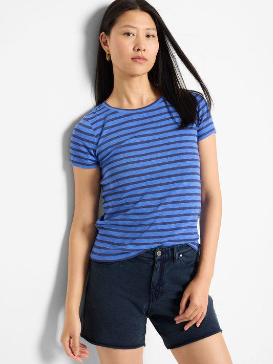 Short Sleeve Scoop Neck Striped Tee