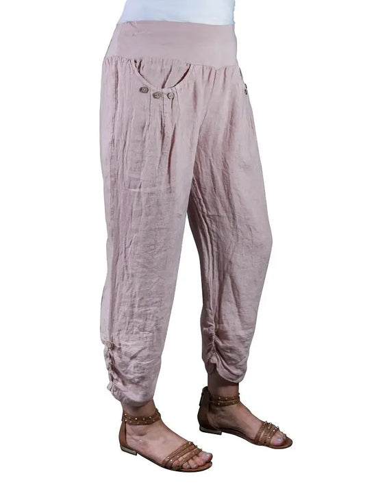 Georgia Side Ruche Linen Pant