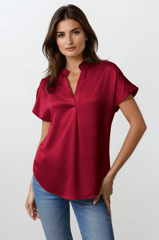 Drop Shoulder Crinkle Blouse