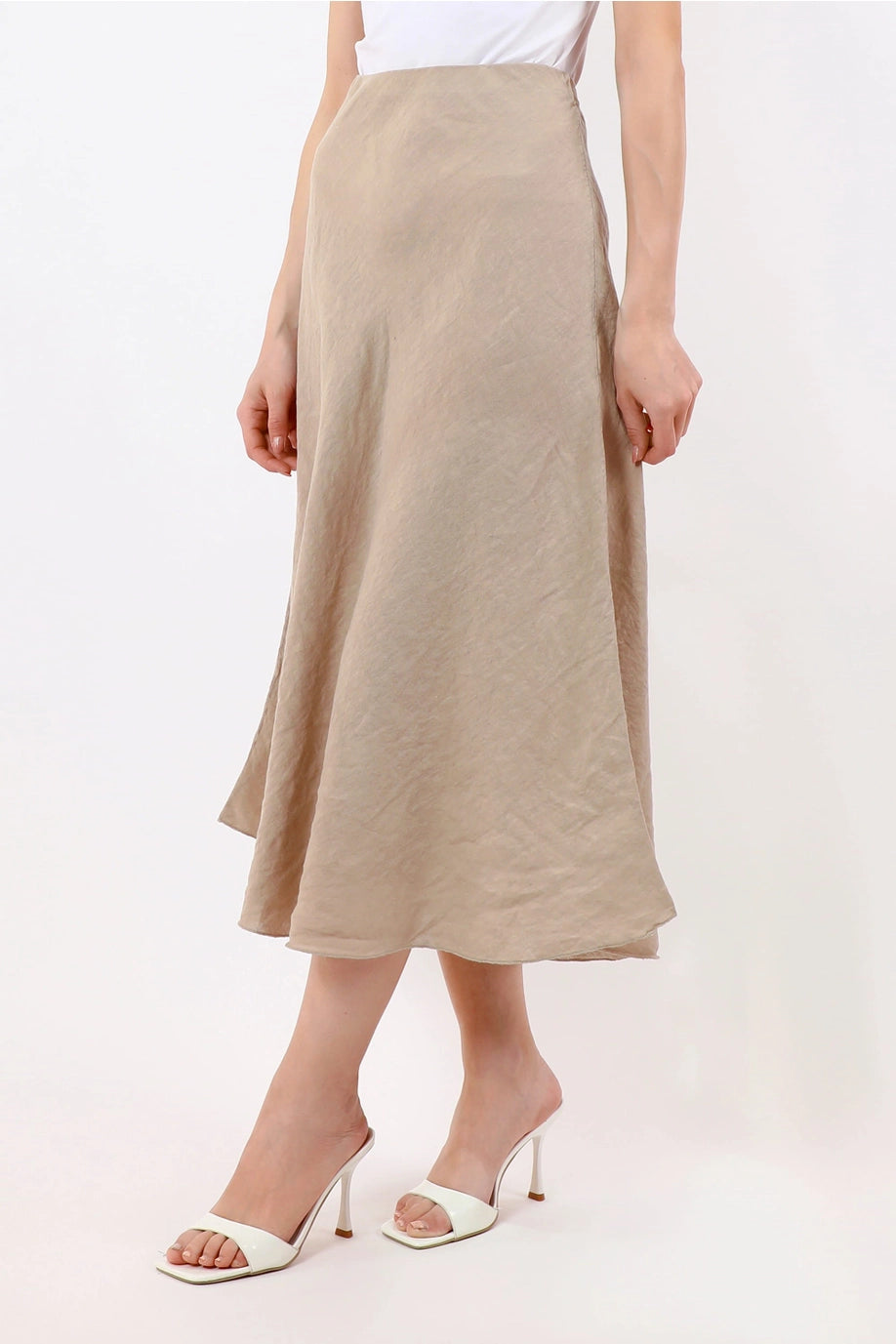 Masha Bias Cut Linen Skirt