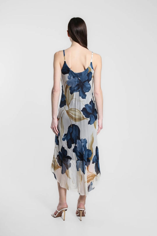 Rachel Iris Print Silk Midi