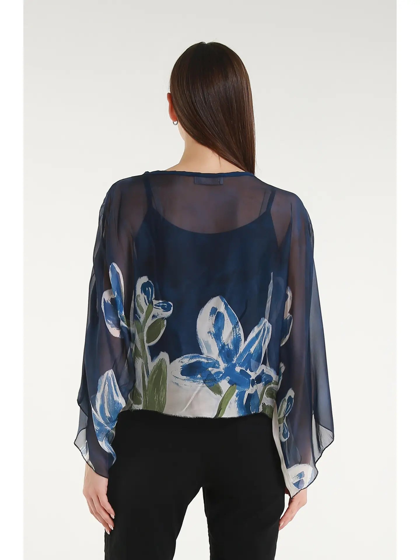 Sofita Flower Cropped Silk Kaftan