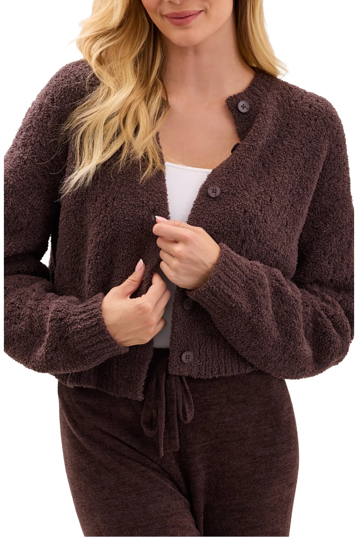 CozyChic Ultra Lite Pointelle Cropped Cardigan