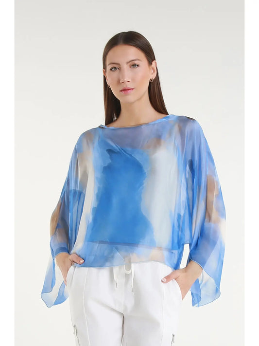Sofita Abstract Cropped Silk Kaftan