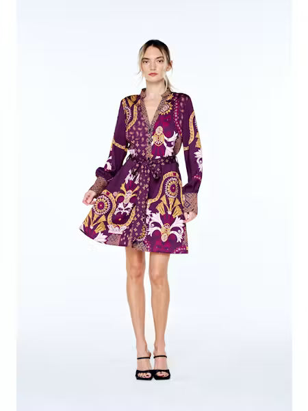 Antonella Engineer Print Mini Dress