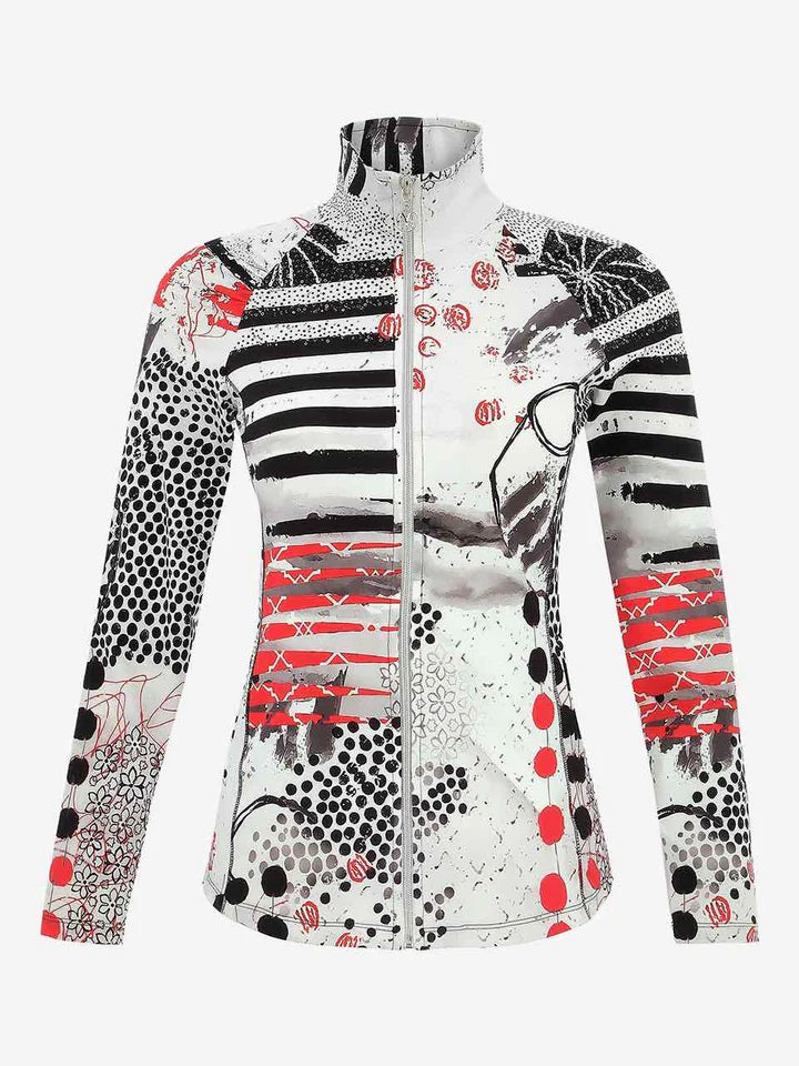 Knit Zip Jacket - Coral Shards