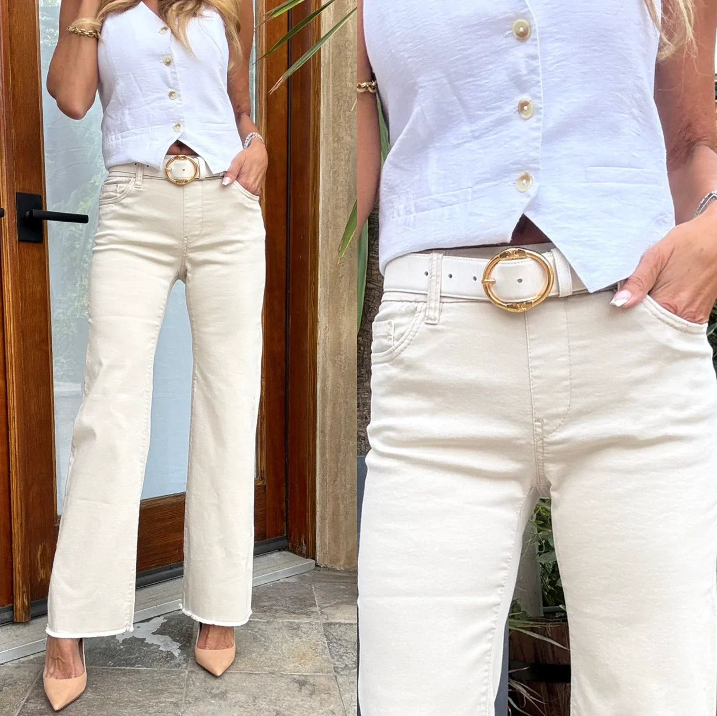 Amanda Cream Wide Leg Pant