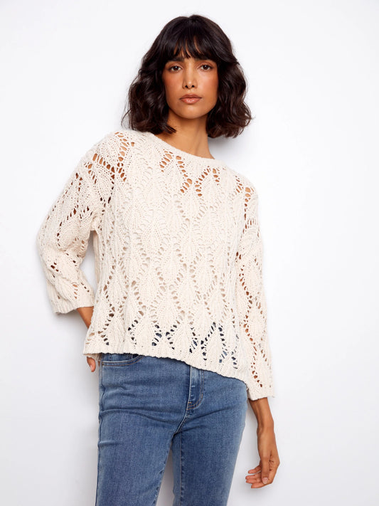 3/4 Sleeve Crochet Sweater