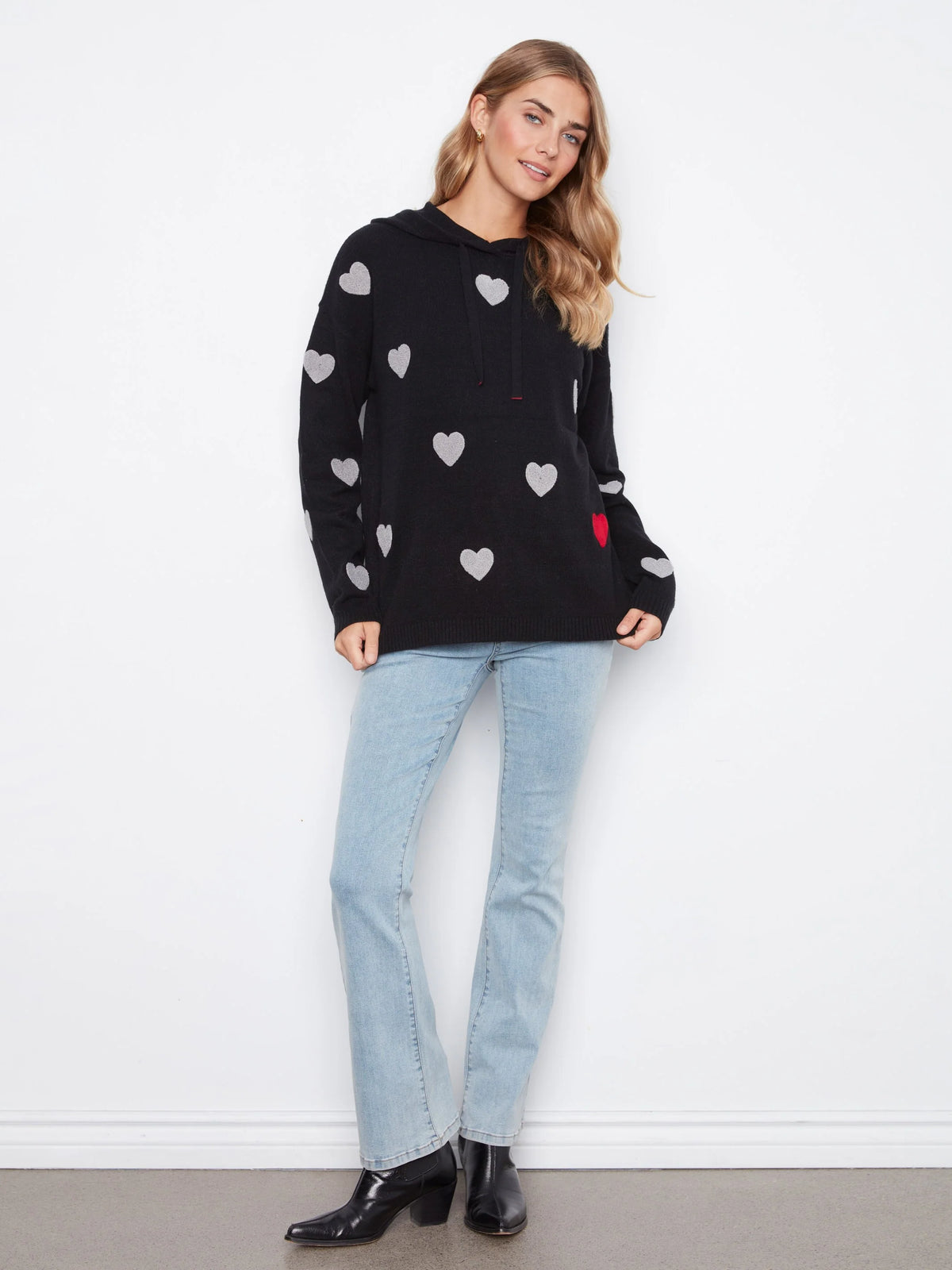 Embroidered Hearts Hoodie
