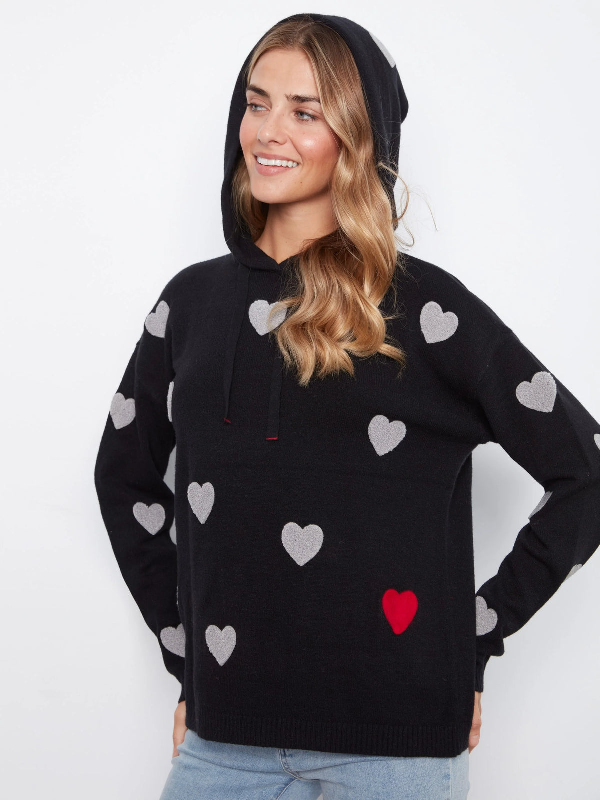 Embroidered Hearts Hoodie