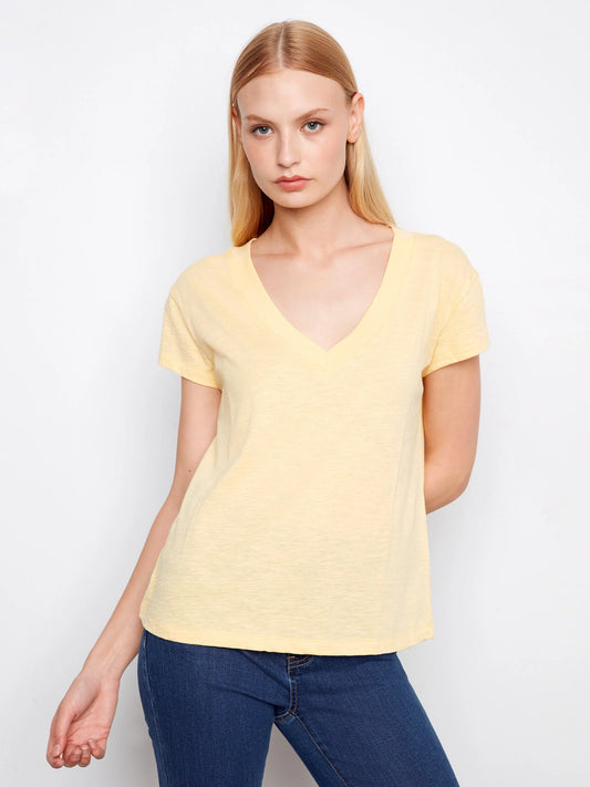 Drop Shoulder V-Neck T-Shirt