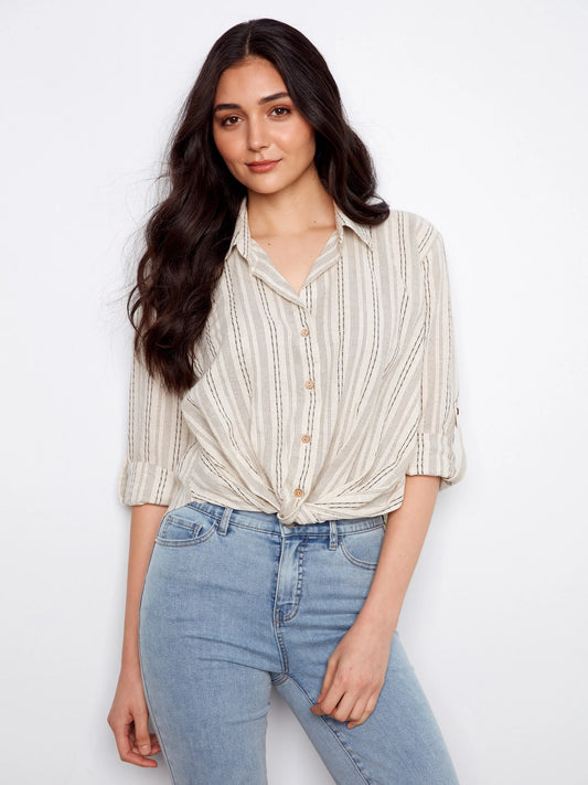 Striped Twist Front Shirt