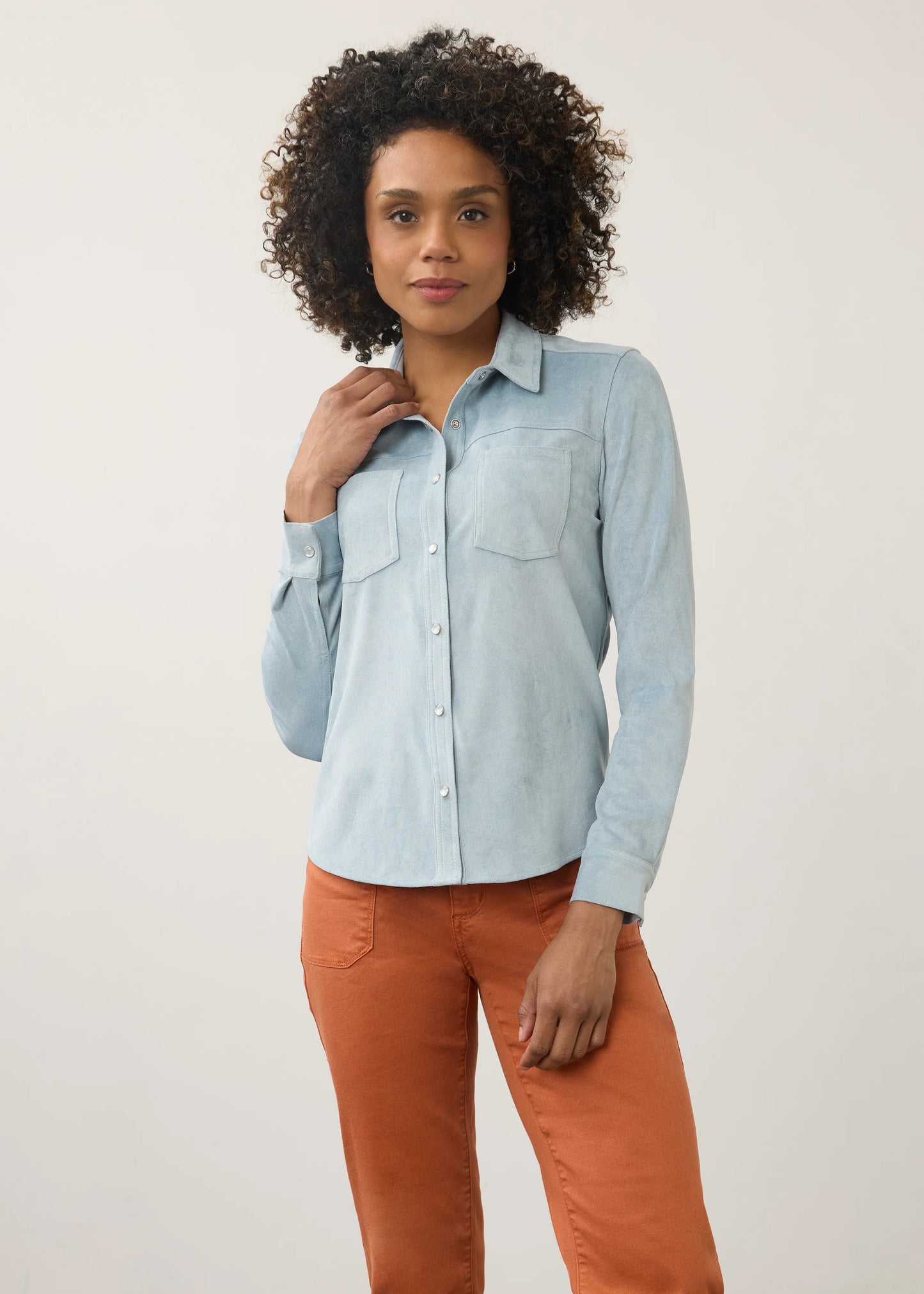Long Sleeve Suede Shirt