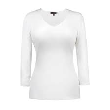 3/4 Sleeve Vneck - White