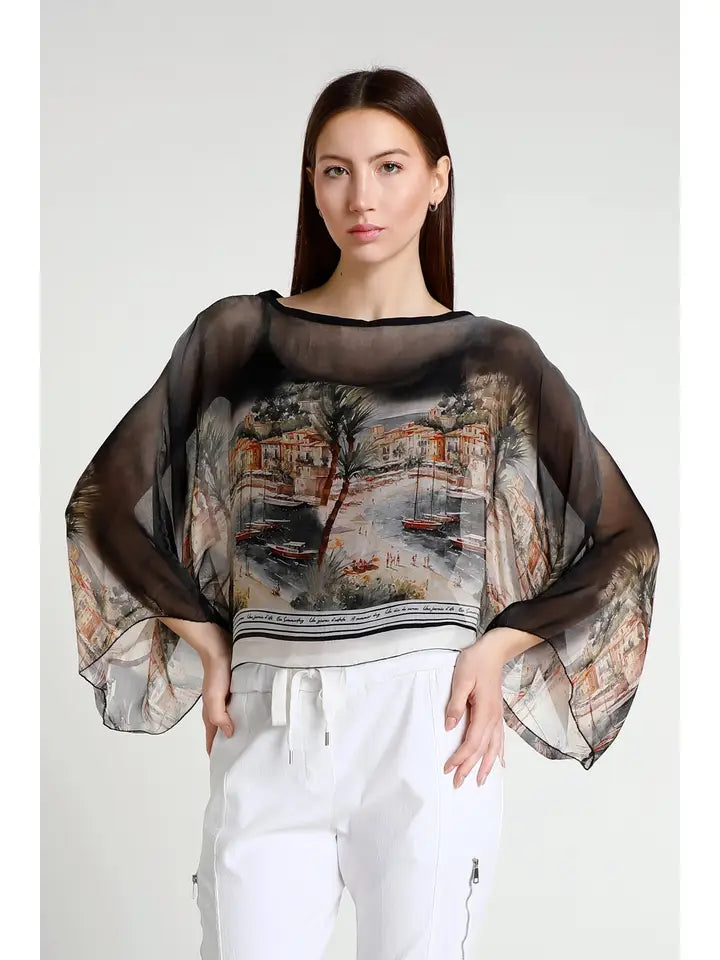 Riva Positano Cropped Silk Kaftan