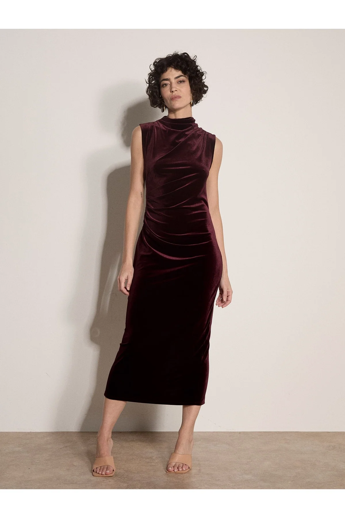 High Neck Velvet Dress