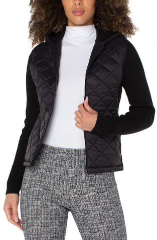 Quilted Front Zip Sweater