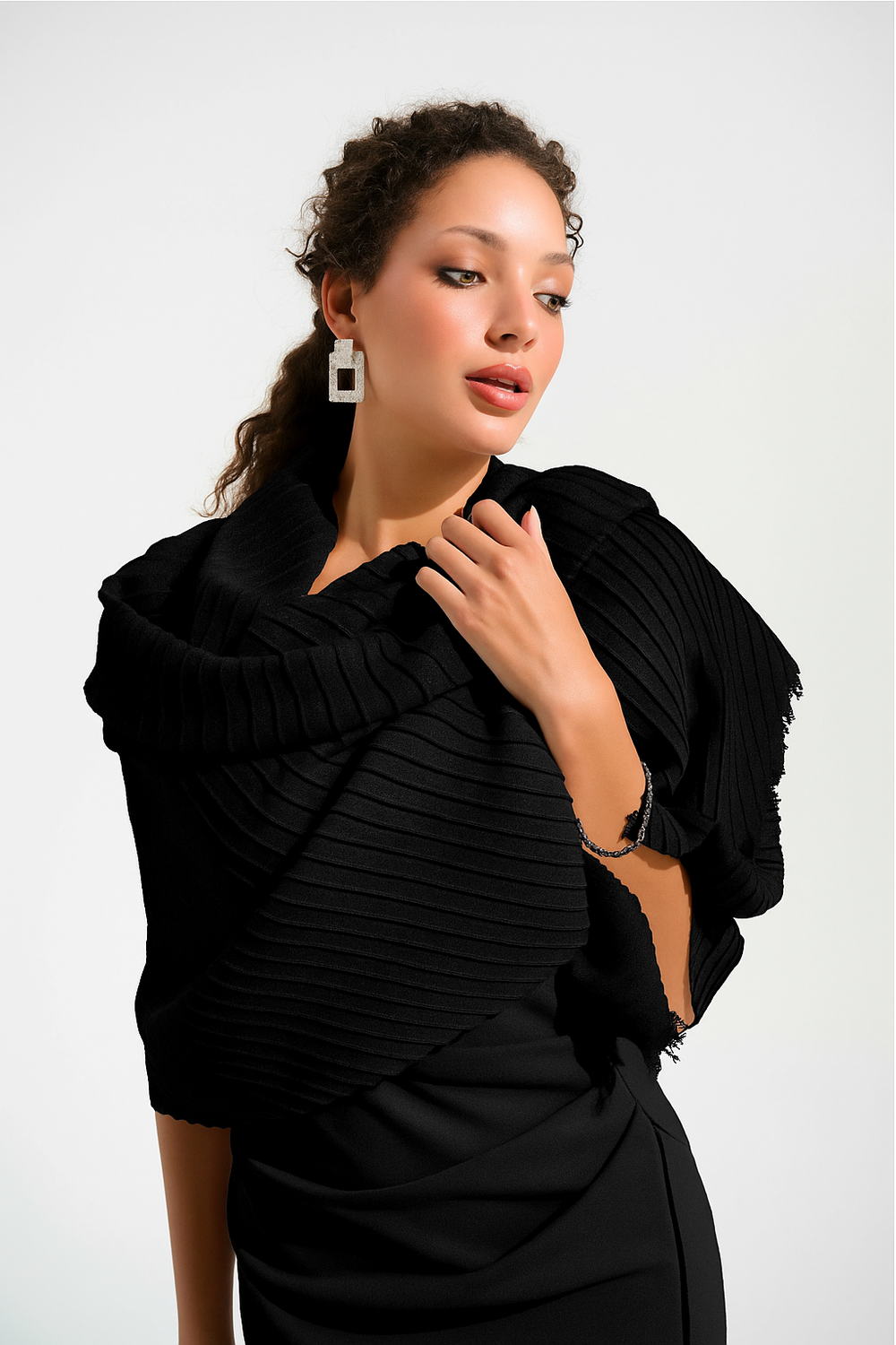 Woven Pleated Rectangular Scarf