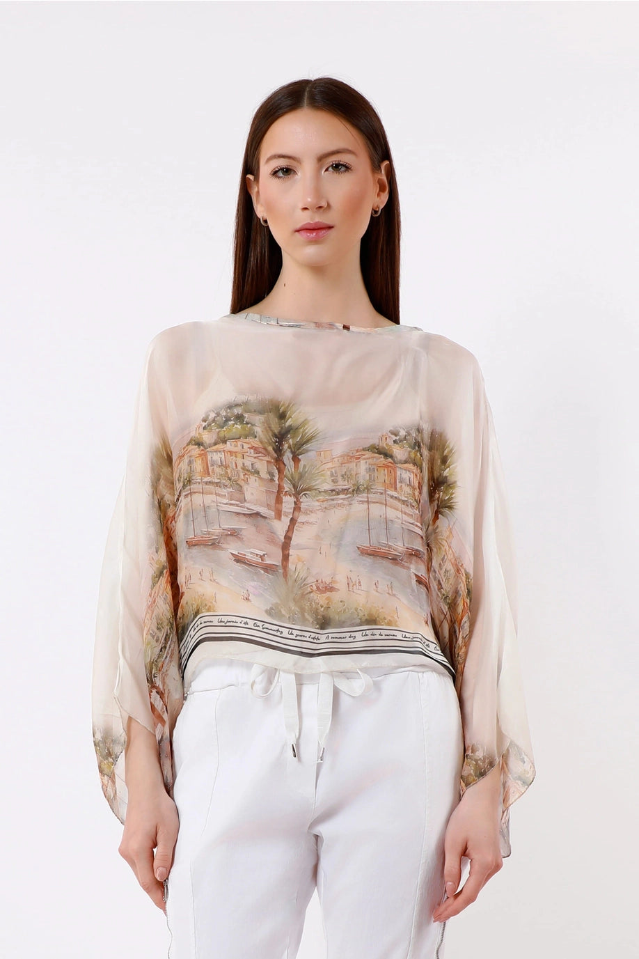 Riva Positano Cropped Silk Kaftan