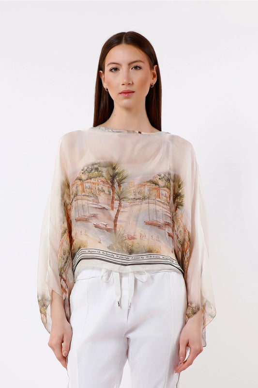 Riva Positano Cropped Silk Kaftan