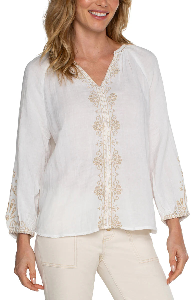 Long Sleeve Embroidered Blouse