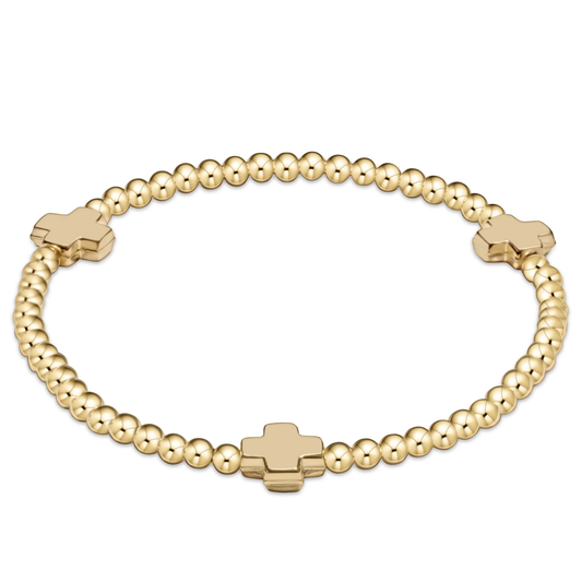 Signature Cross 3mm Gold Bracelet - Gold