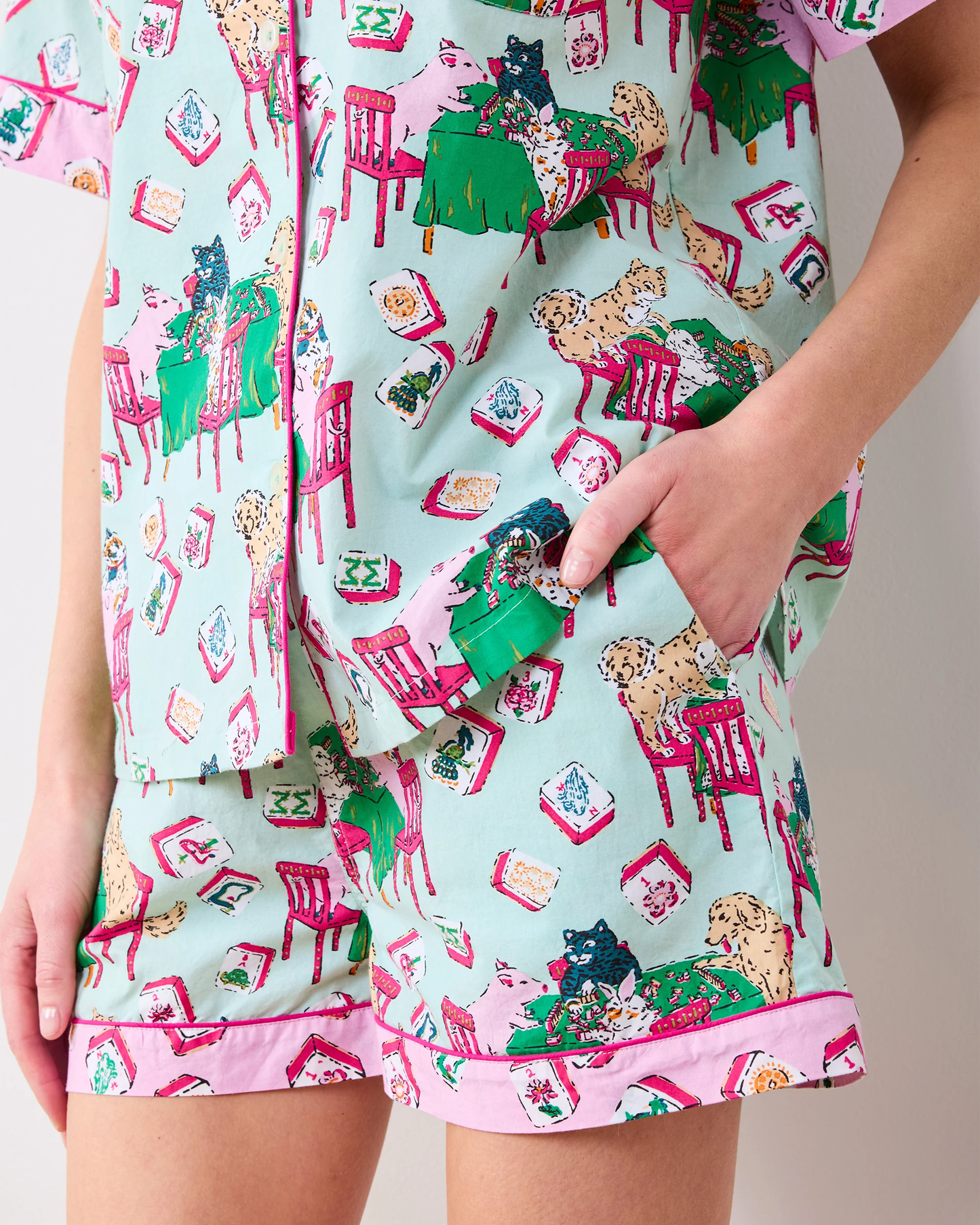Mahjong Menagerie Short Pajama Set