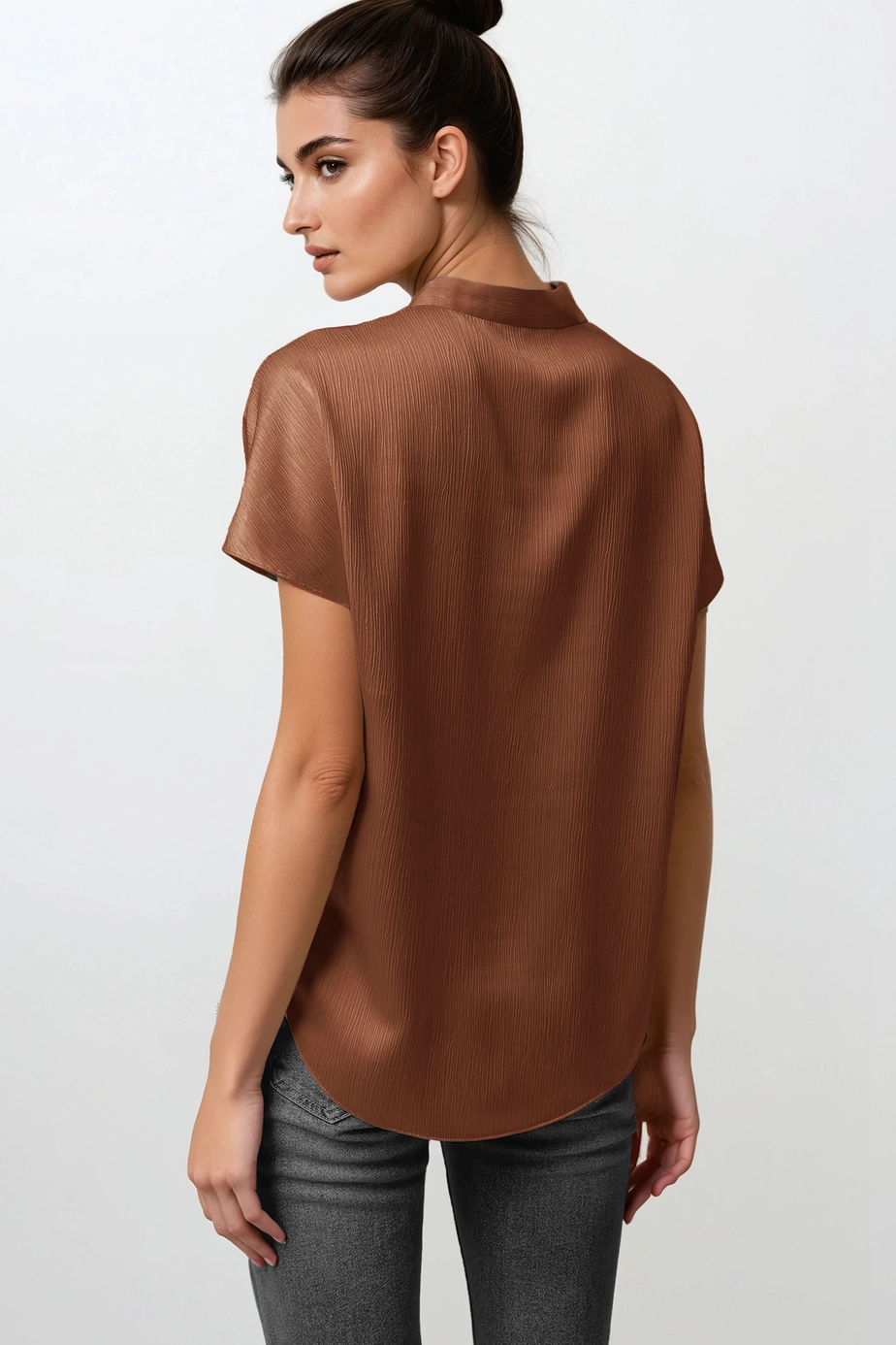 Drop Shoulder Crinkle Blouse