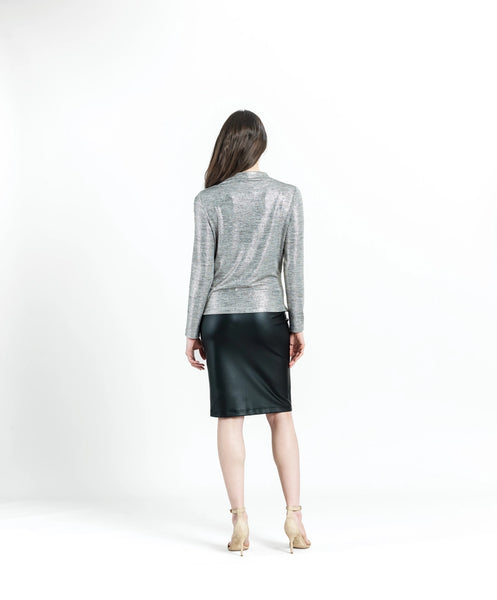 Shimmer Knit Drape Neck Top
